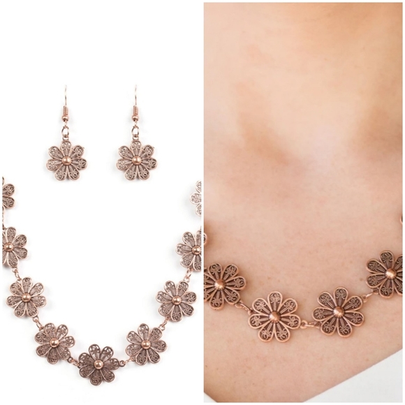 SPRING BEAUTY COPPER NECKLACE/EARRING SET